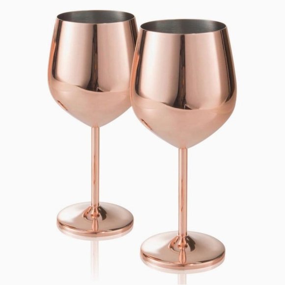 ✨Elegant Rose Gold Stainless Steel Glasses (2) - Picture 4 of 6